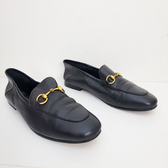 Gucci Brixton Horsebit Leather Loafers in Black Leather 37 7 - Picture 1 of 10